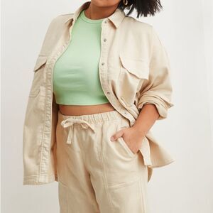 American Eagle Aerie Me-day Button Down Shirt Jacket Shacket Ivory size S